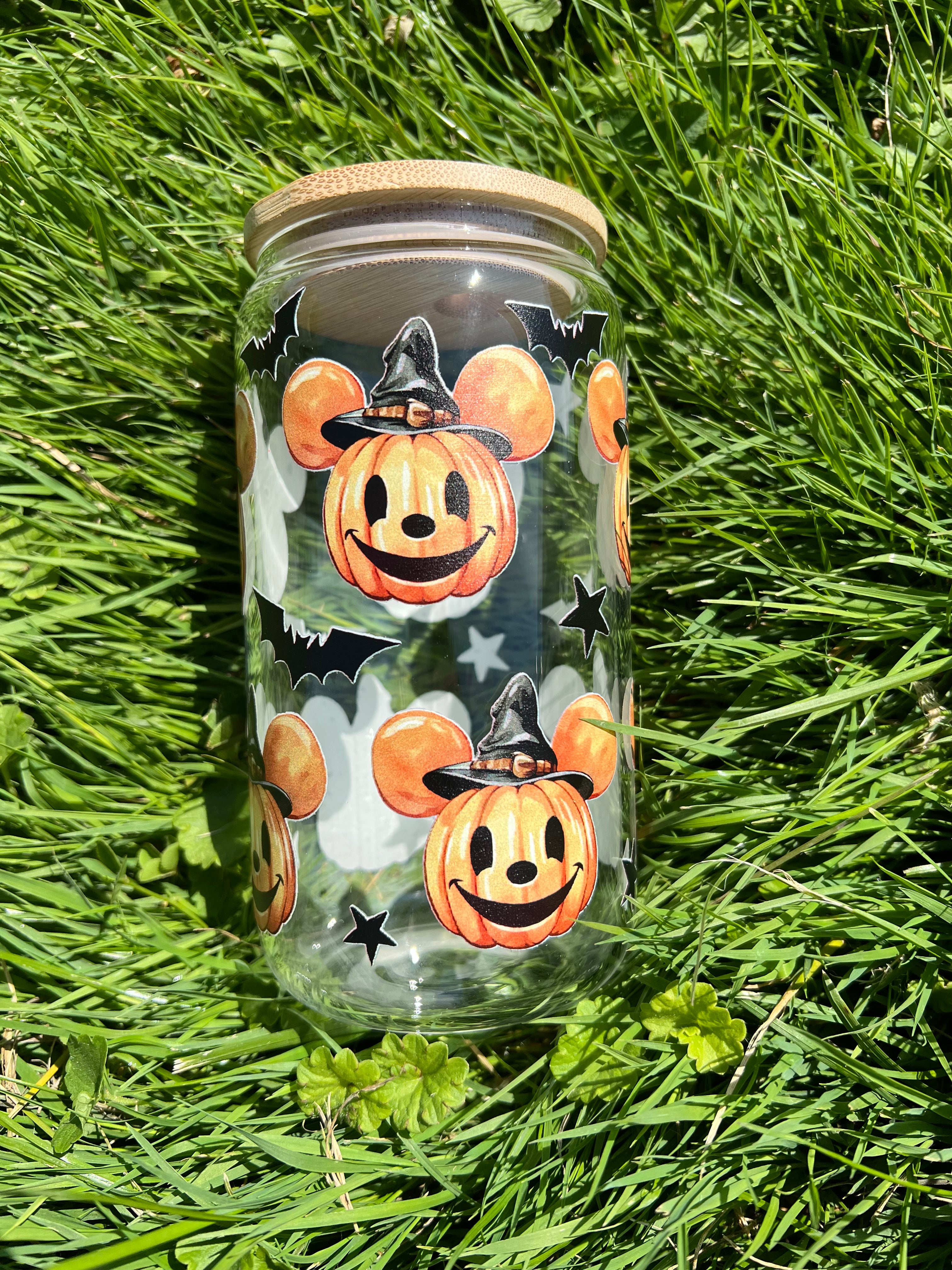 RTS - Pumpkin Mouse Hat Glass Can