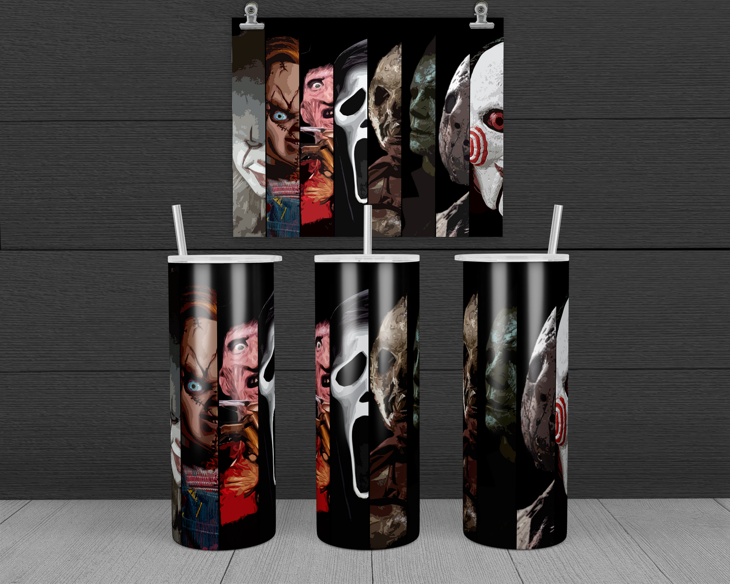 Halloween Horror Faces Sublimation Tumbler