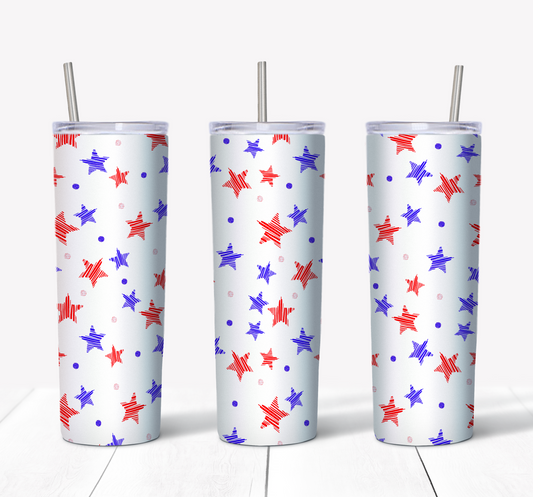 Red, White & Blue Stars Sublimation Tumbler