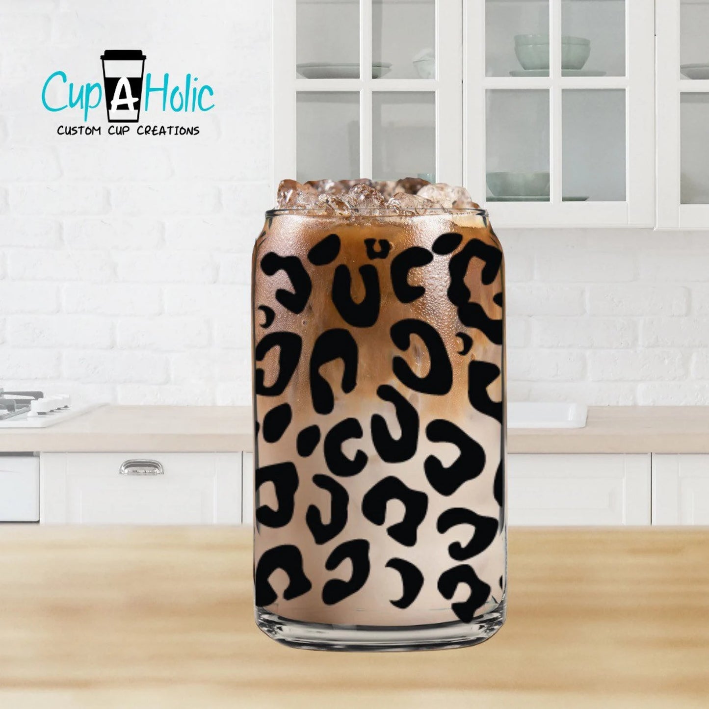 Cheetah / Leopard Print Glass Can